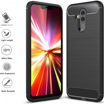 Juodas silikoninis carbon dėklas (Huawei MATE 20 LITE)